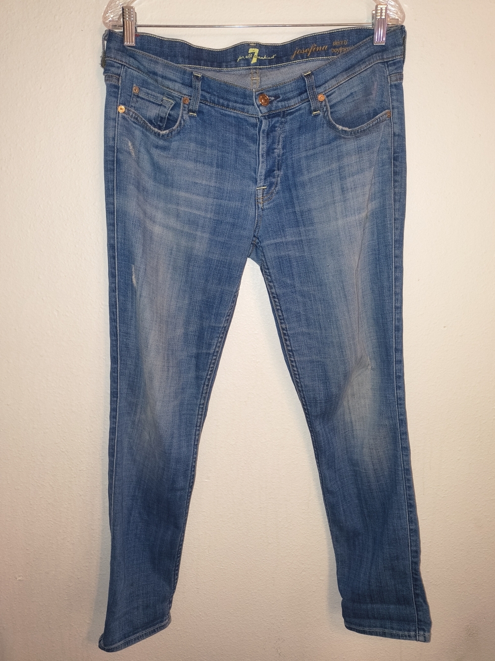 7 For All Mankind Josefina Skinny Boyfriend Jeans Size 32 14 Medium Wash Stretch